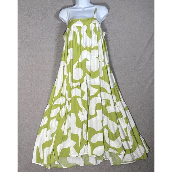 Abel the Label Anthropologie Bright Citron Dress Size M Maxi Boho Flowy Tiered - Picture 1 of 15